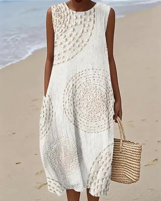 Vestido estampado longo com corte fluido