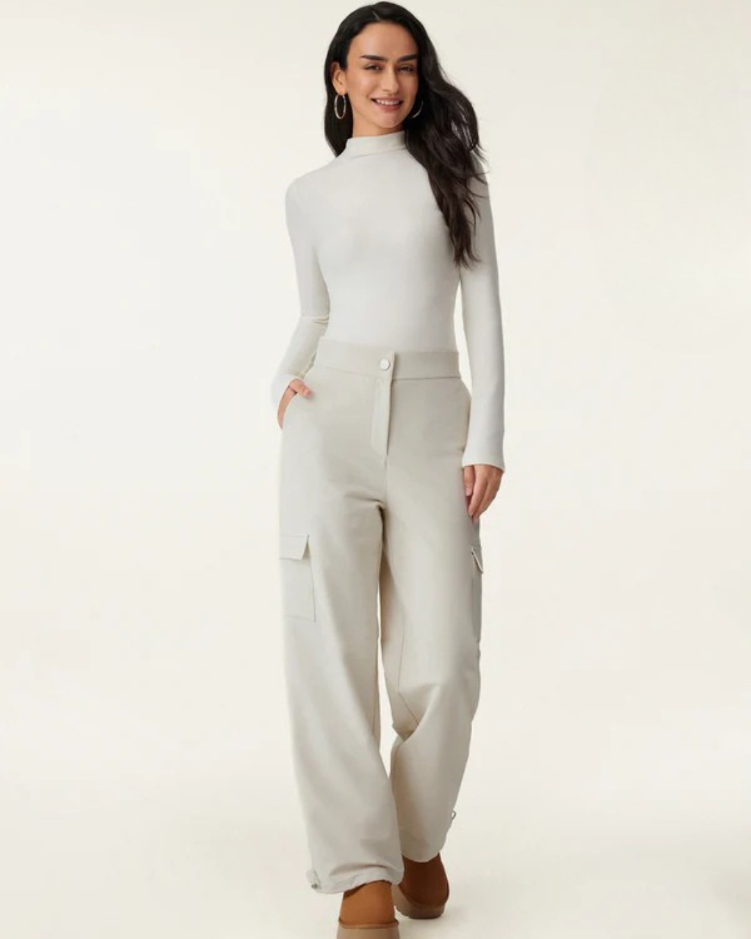 Calças Cargo Impermeáveis com Forro Polar e Bolsos Multifuncionais para Climas Frios