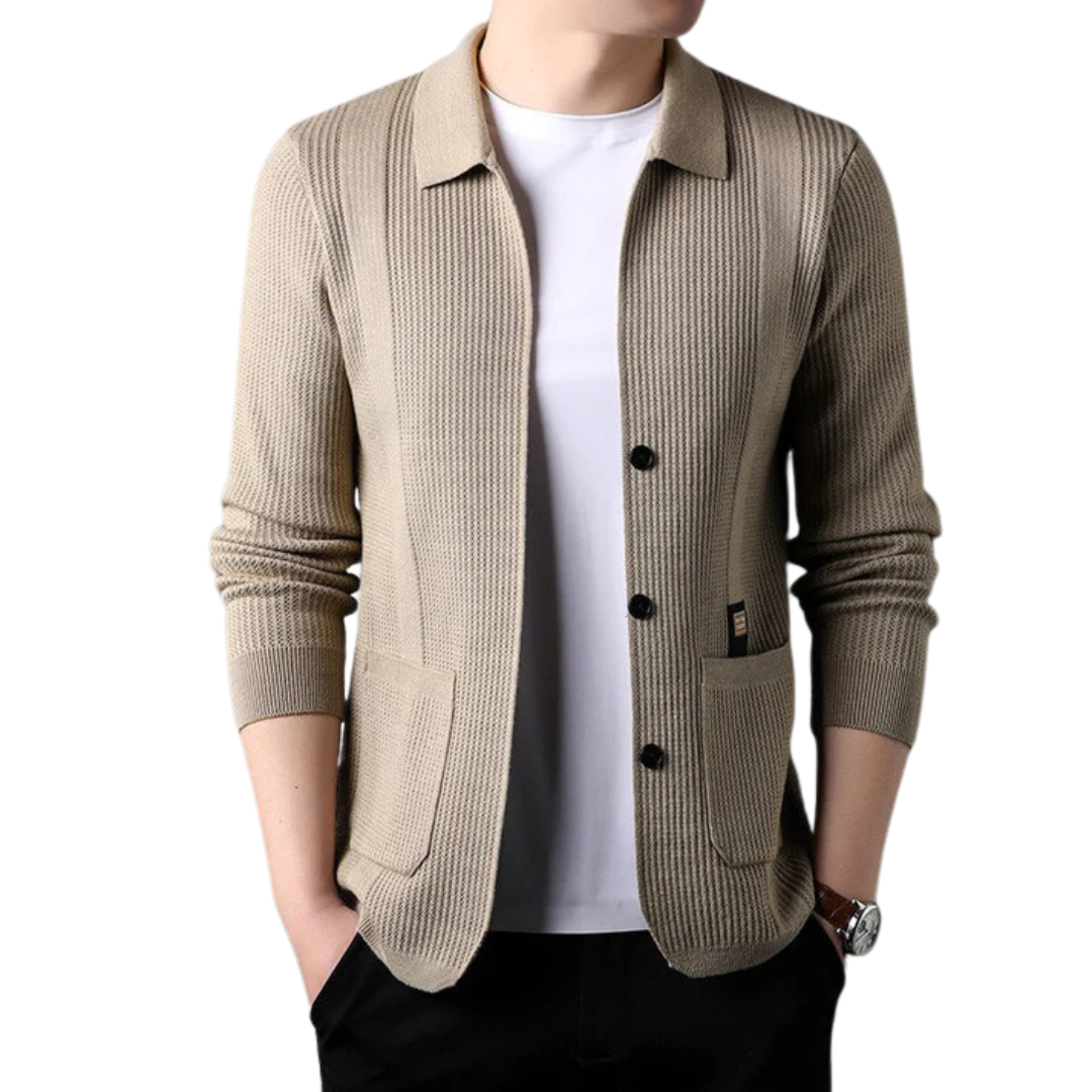 Casaco de Malha Casual para Homem com Botões e Bolsos