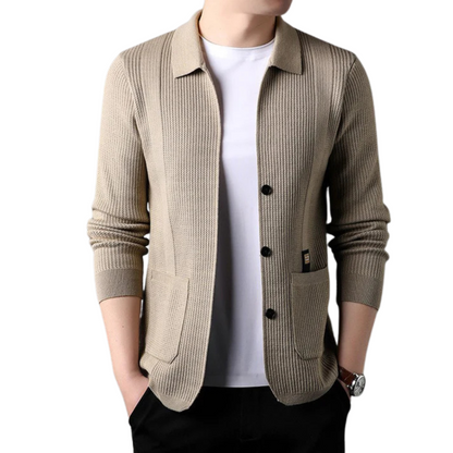 Casaco de Malha Casual para Homem com Botões e Bolsos