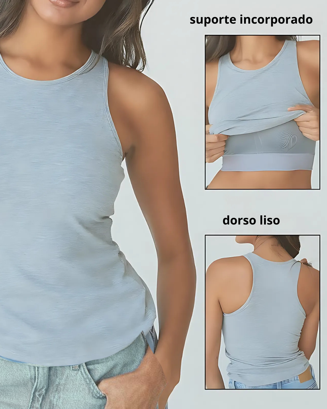 Camisola sem Mangas com Sutiã Incorporado