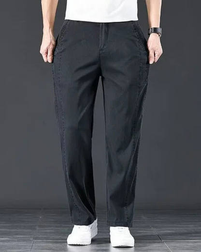 Calças Rectas Casuais com Bolsos para Homem