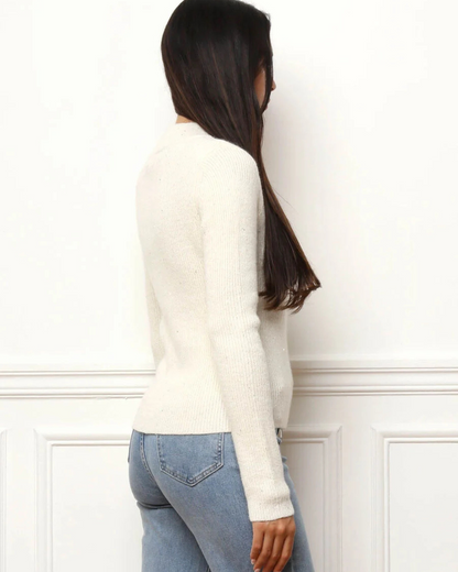 Pulôver de Manga Comprida com Fecho à Frente para Mulher