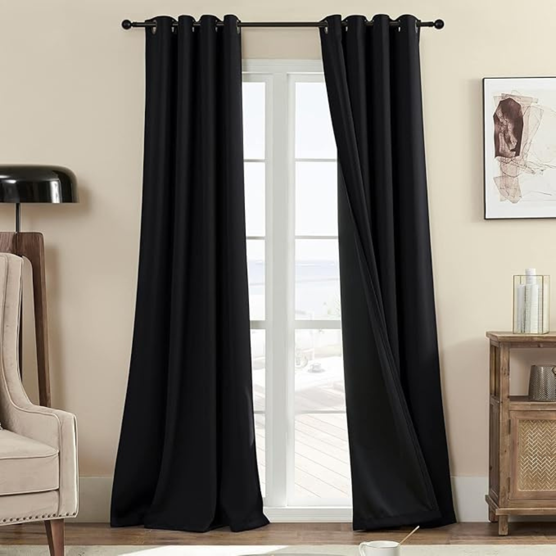 Cortinas Full Blackout com Isolamento Térmico, Conjunto de 2 Painéis de 213 cm de Comprimento x 137 cm de Largura