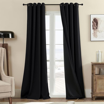Cortinas Full Blackout com Isolamento Térmico, Conjunto de 2 Painéis de 213 cm de Comprimento x 137 cm de Largura