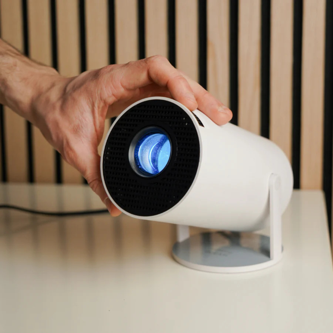 Projetor portátil inteligente com rotação de 180°