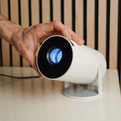 Projetor portátil inteligente com rotação de 180°