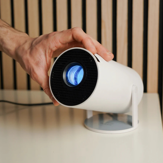 Projetor portátil inteligente com rotação de 180°