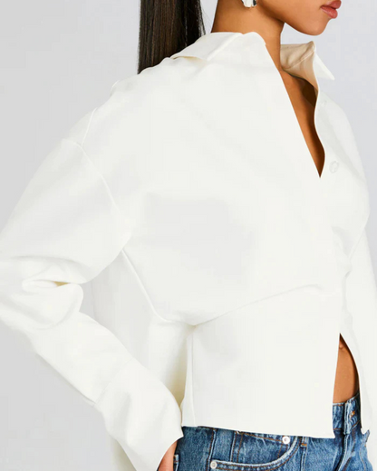 Blusa de Manga Comprida com Design Estruturado e Corte Moderno