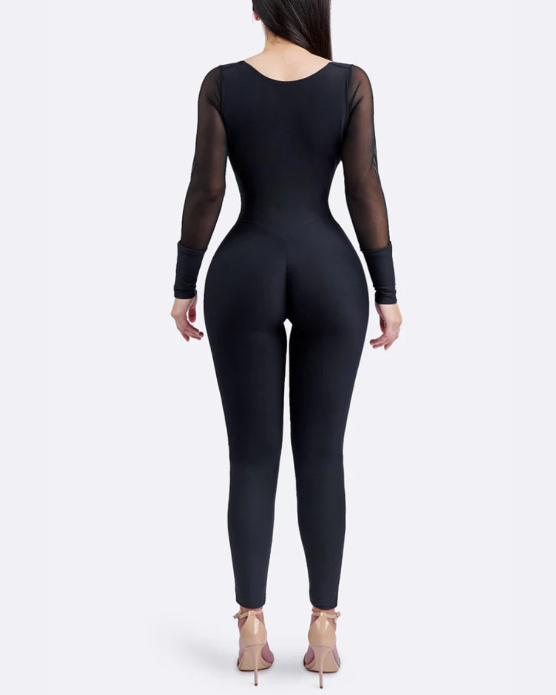 Modelador de Corpo Inteiro com Fecho Frontal e Efeito de Levantamento do Rabo