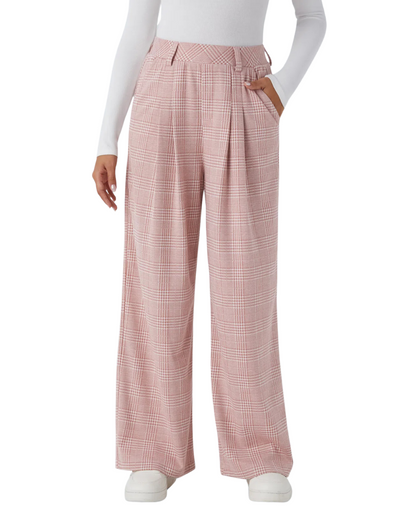 Calças Casuais de Cintura Alta com Bolsos Laterais para Mulher