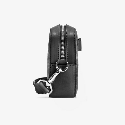 Bolsa de ombro em couro sintético com bolso frontal para homem