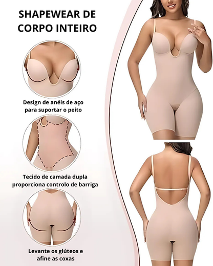 Modelador de Corpo Inteiro Invisível com Decote em U