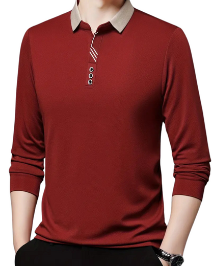 Camisa Casual de Negócios de Cor Sólida para Homem com Lapelas