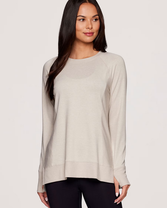 Camisola de Manga Comprida com Gola Redonda e Corte Largo para Mulher