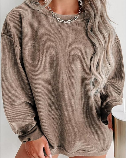 Camisola Casual de Manga Comprida com Gola Redonda para Mulher