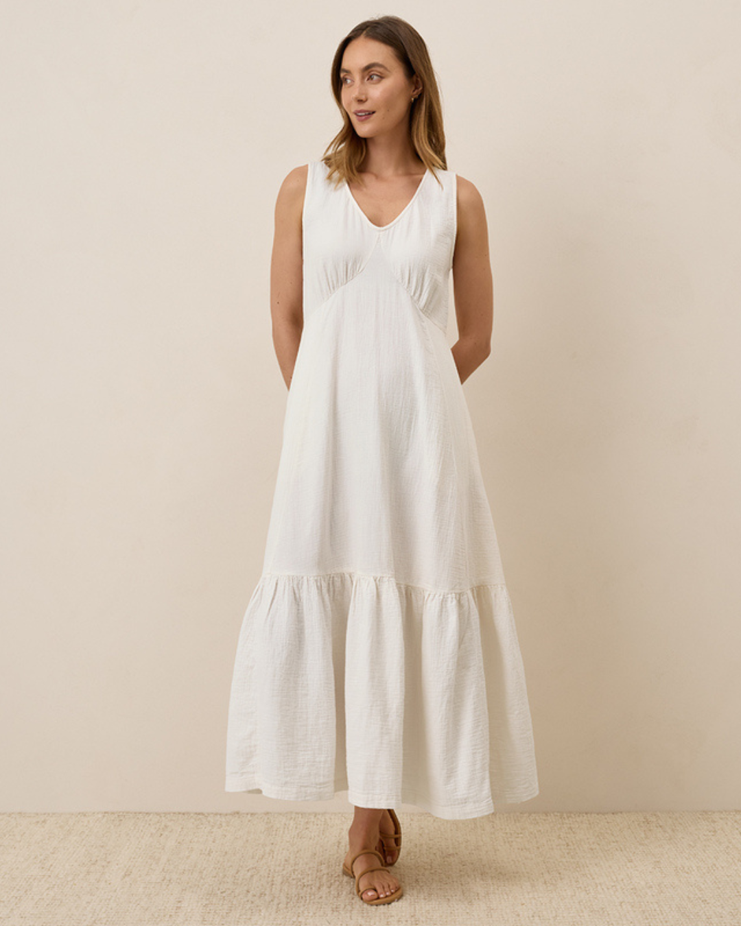 Vestido de linho solto para mulher