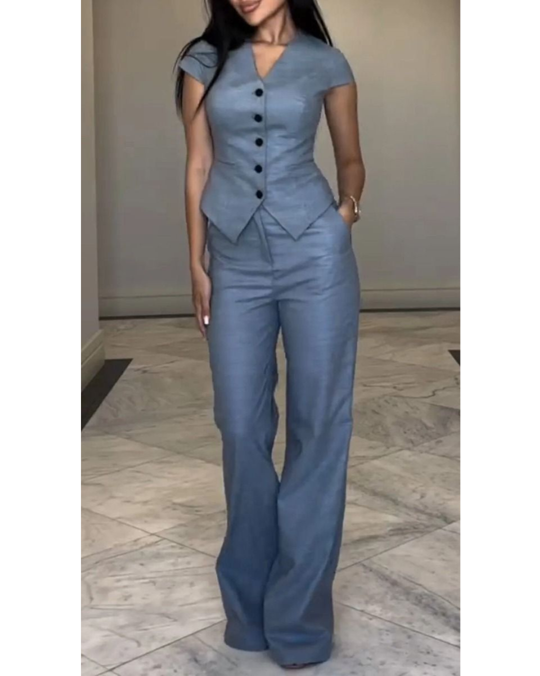 Conjunto de Linho com Blusa e Calça Frescor e Sofisticação