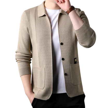 Casaco de Malha Casual para Homem com Botões e Bolsos