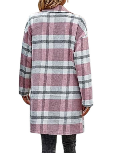 Casaco clássico estilo xadrez para mulher