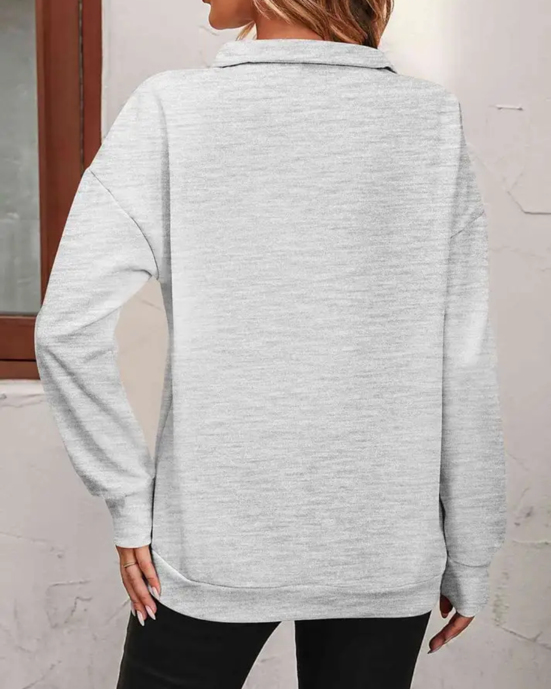 Jersey com Ombros Caídos e Fecho de Correr para Mulher