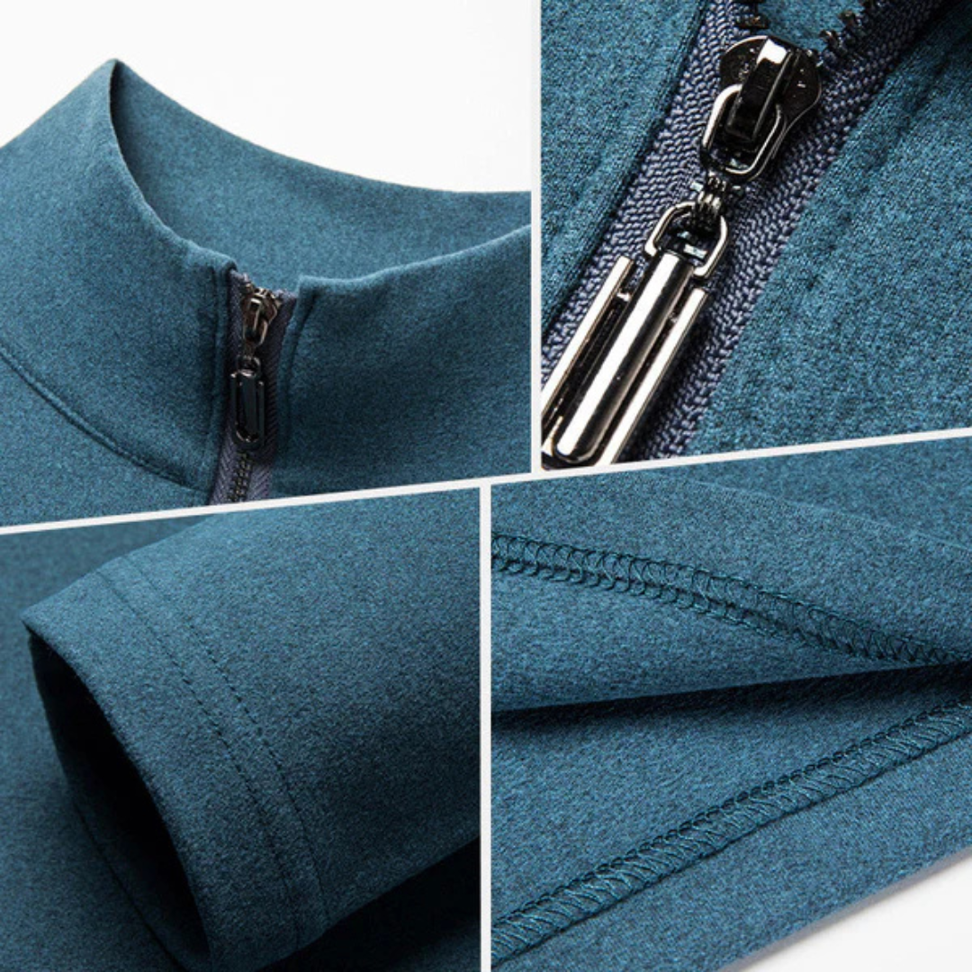 Camisola Térmica com Fecho de Correr Curto e Mangas Compridas para Homem