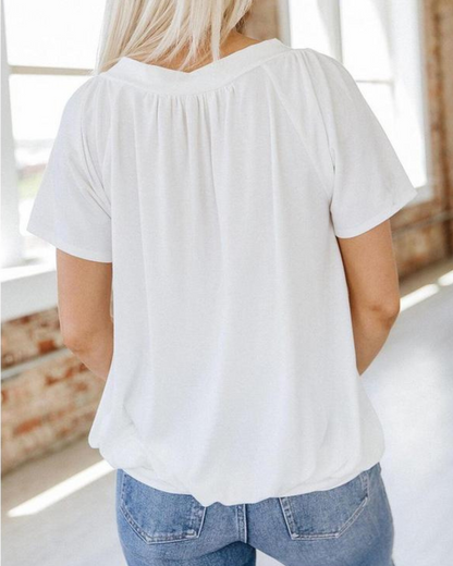 Camisola Casual de Verão com Decote em V para Mulher