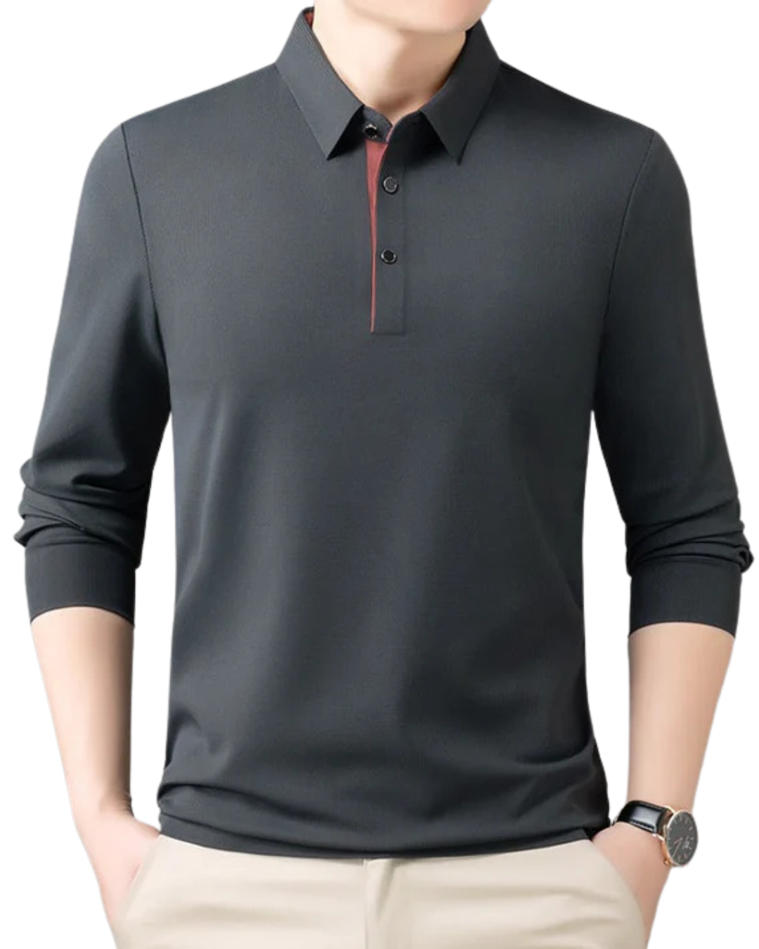 Camisa Lisa com Gola e Botões para Homem