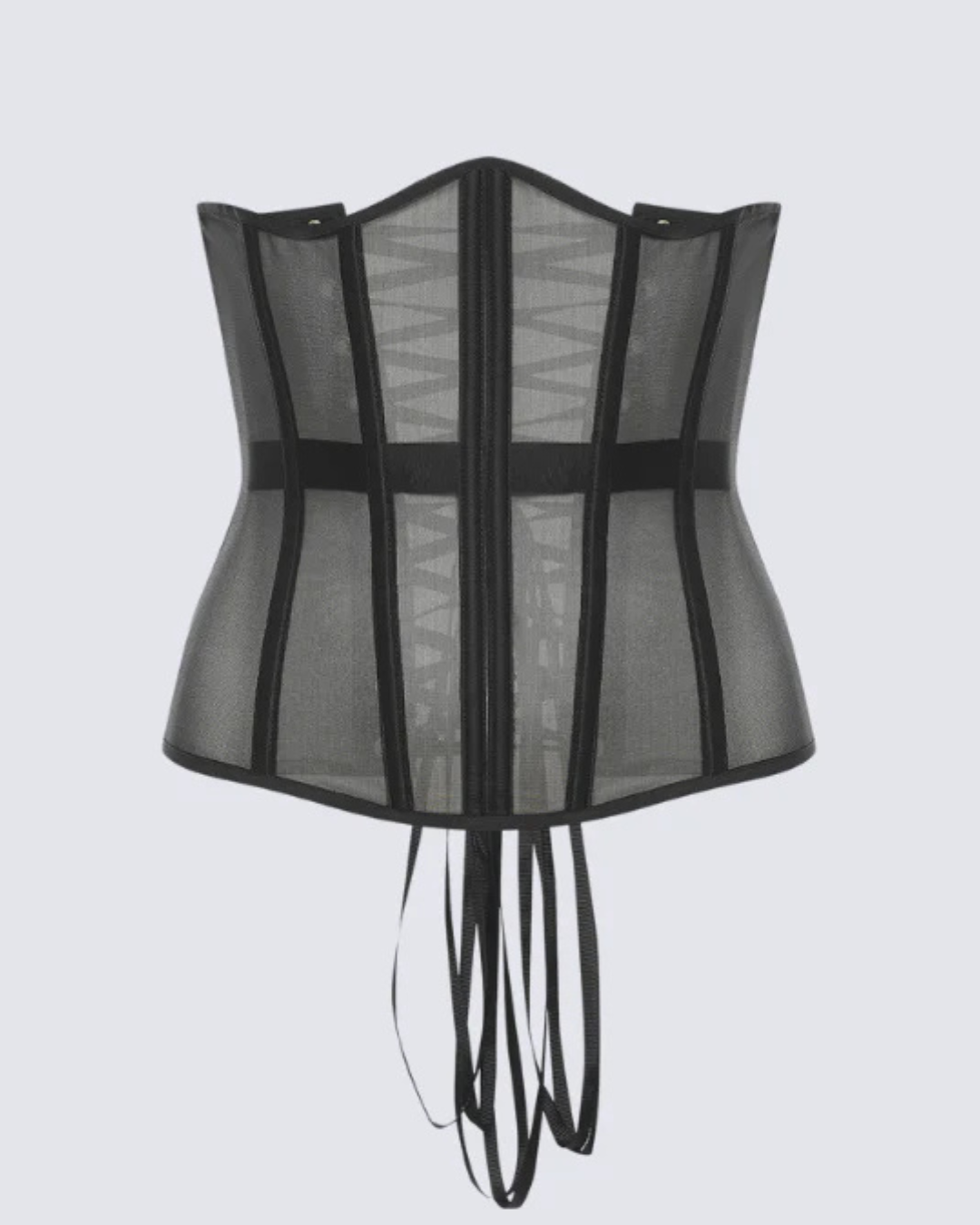 Corset de Malha Transparente com Armação Estruturada e Ajuste Modelador