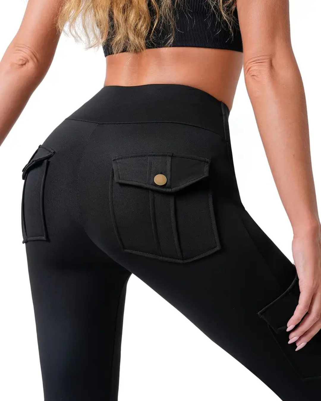 Leggings de Cintura Subida com Elevação Dos Glúteos e Bolsos com Lapela para Mulher