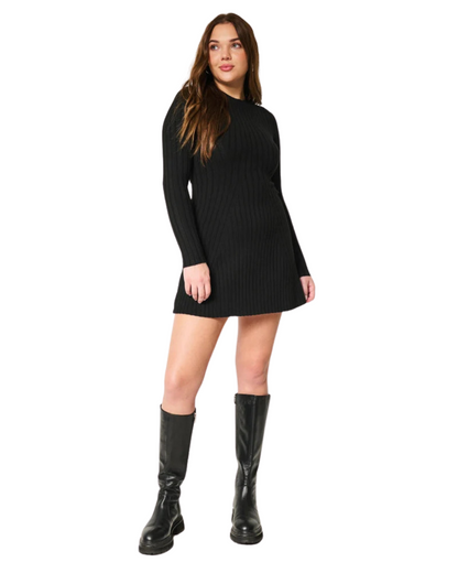 Vestido Tipo Suéter de Manga Longa com Gola Redonda para Mulheres