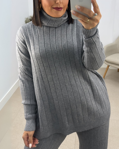 Conjunto folgado de duas peças com camisola para mulher