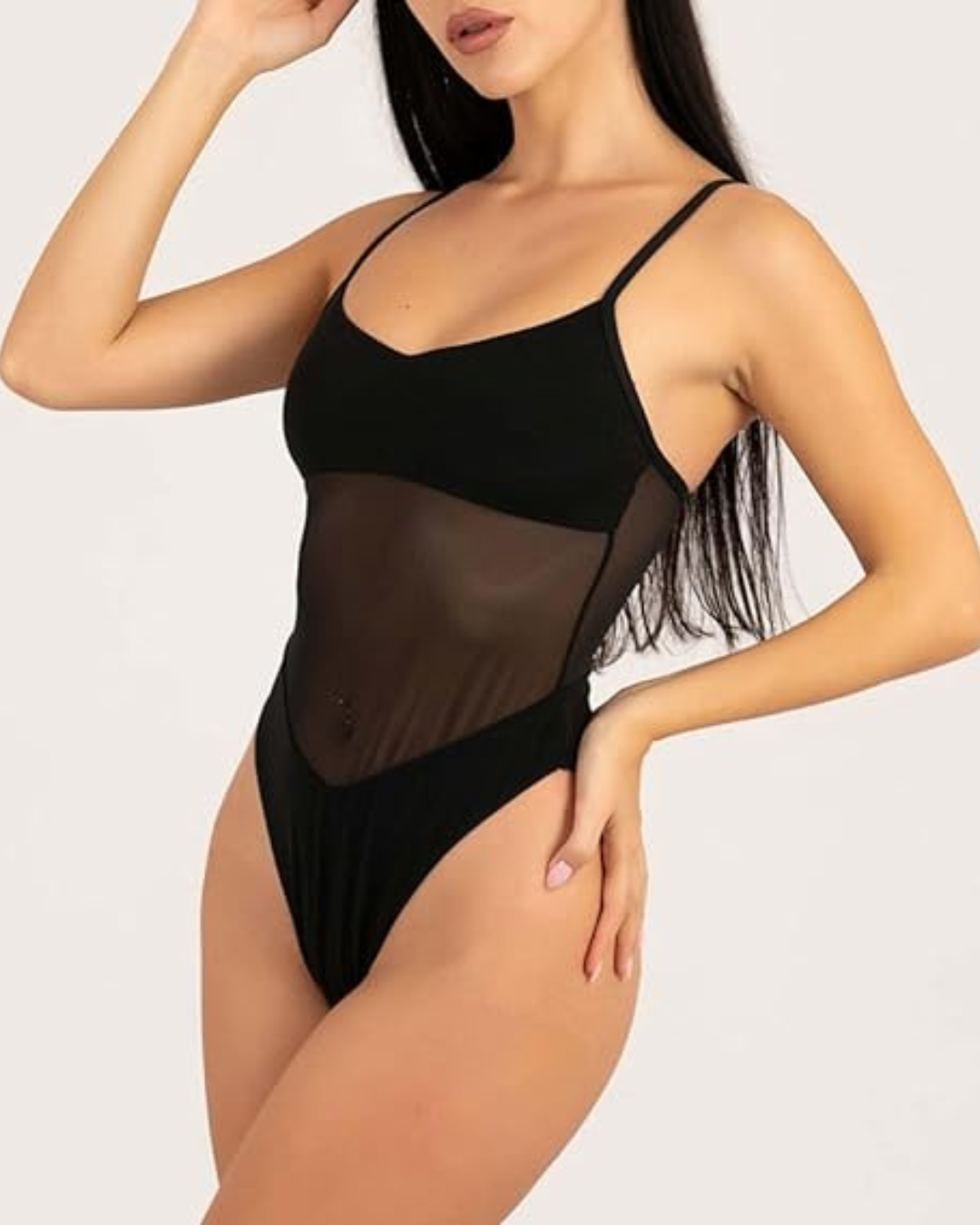 Fato de banho de uma só peça com transparência