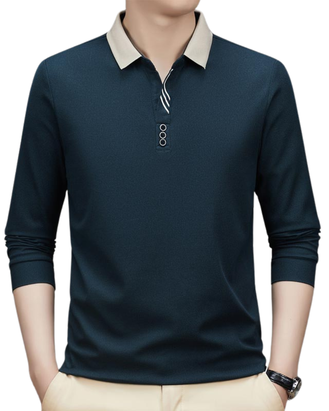 Camisa Casual de Negócios de Cor Sólida para Homem com Lapelas