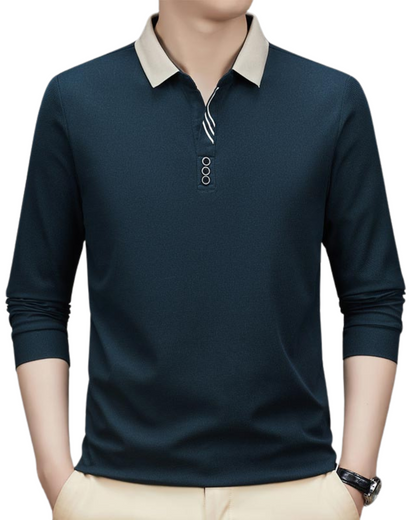 Camisa Casual de Negócios de Cor Sólida para Homem com Lapelas