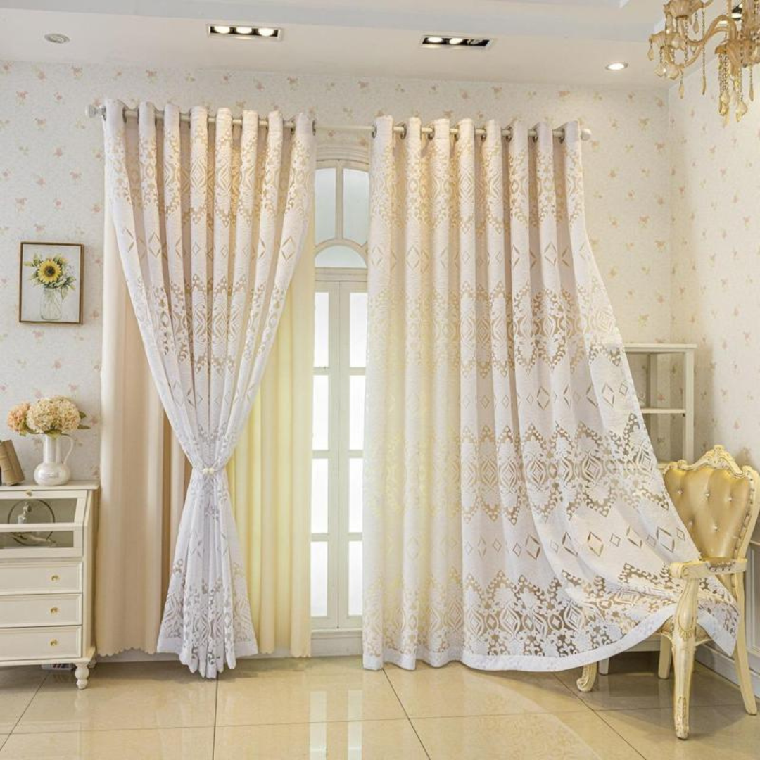 Cortina Dupla de Tecido Espesso com Bloqueio de Luz e Design Moderno (Dimensões 265 cm de comprimento x 166 cm Largura)