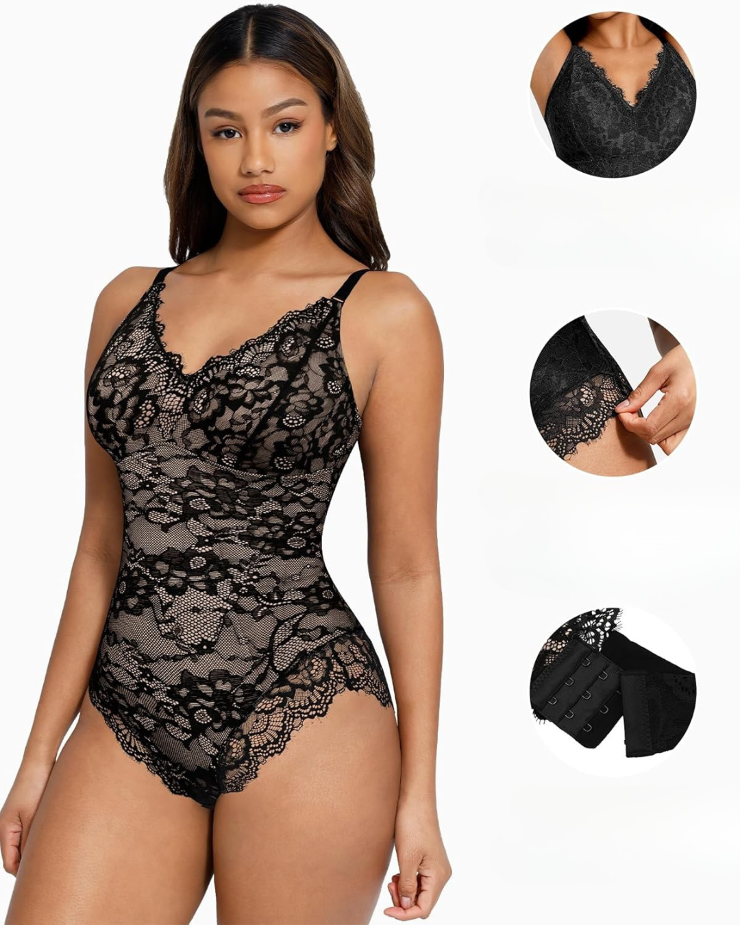 Body de Renda que Realça a Figura, com Efeito Modelador e Design Elegante