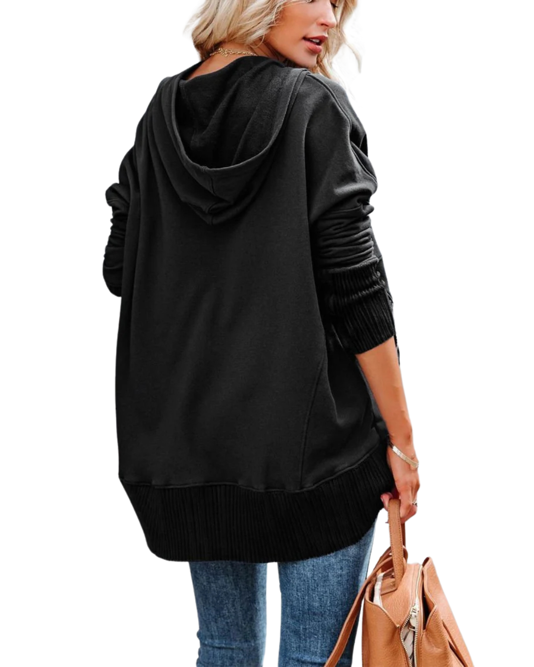 Camisola de Manga Comprida de Tamanho Grande com Decote em V e Botões