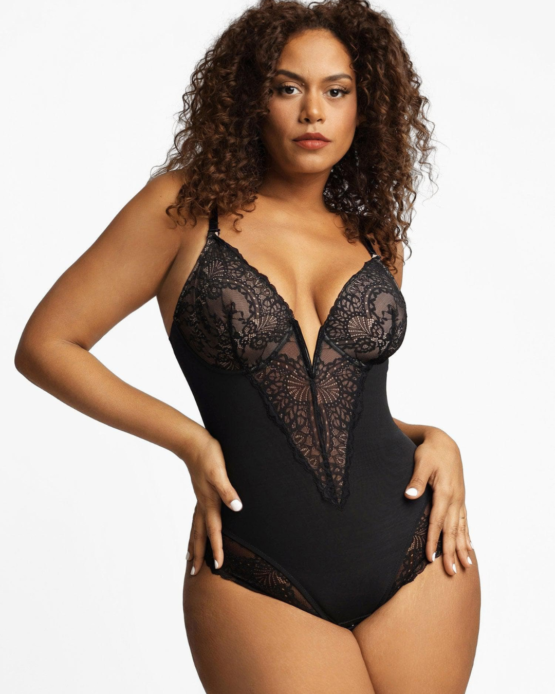 Corpete de Renda com Decote em V Profundo