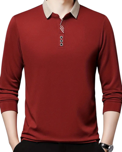 Camisa Casual de Negócios de Cor Sólida para Homem com Lapelas