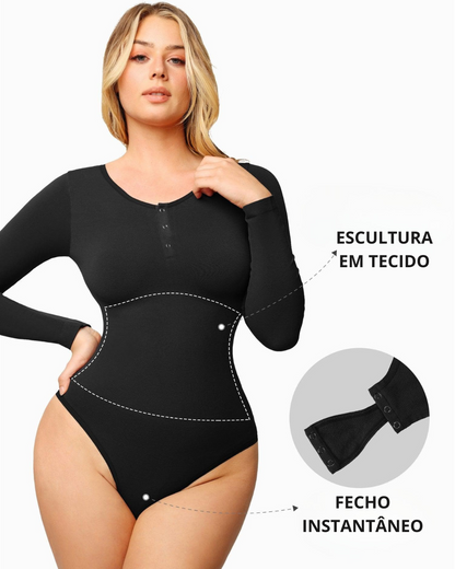 Body Modelador para Mulher com Design de Manga Comprida e Tecido Sem Costuras (OFERTA 2X1)