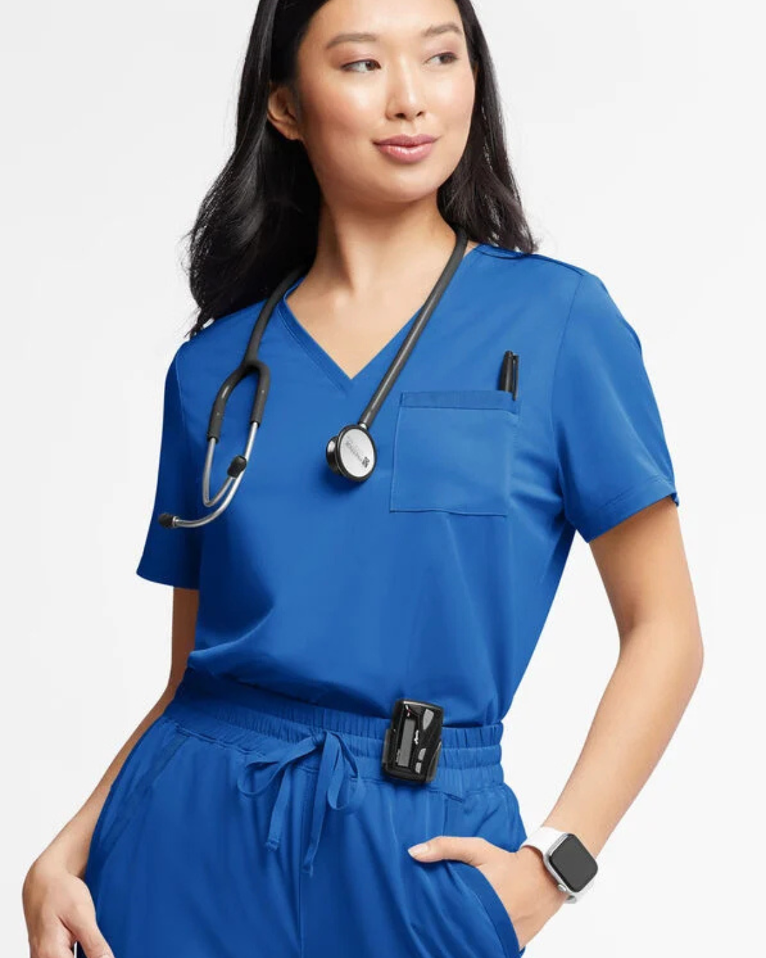 Conjunto de Farda Médica para Mulher com Bolsos Multifuncionais e Tecido Respirável