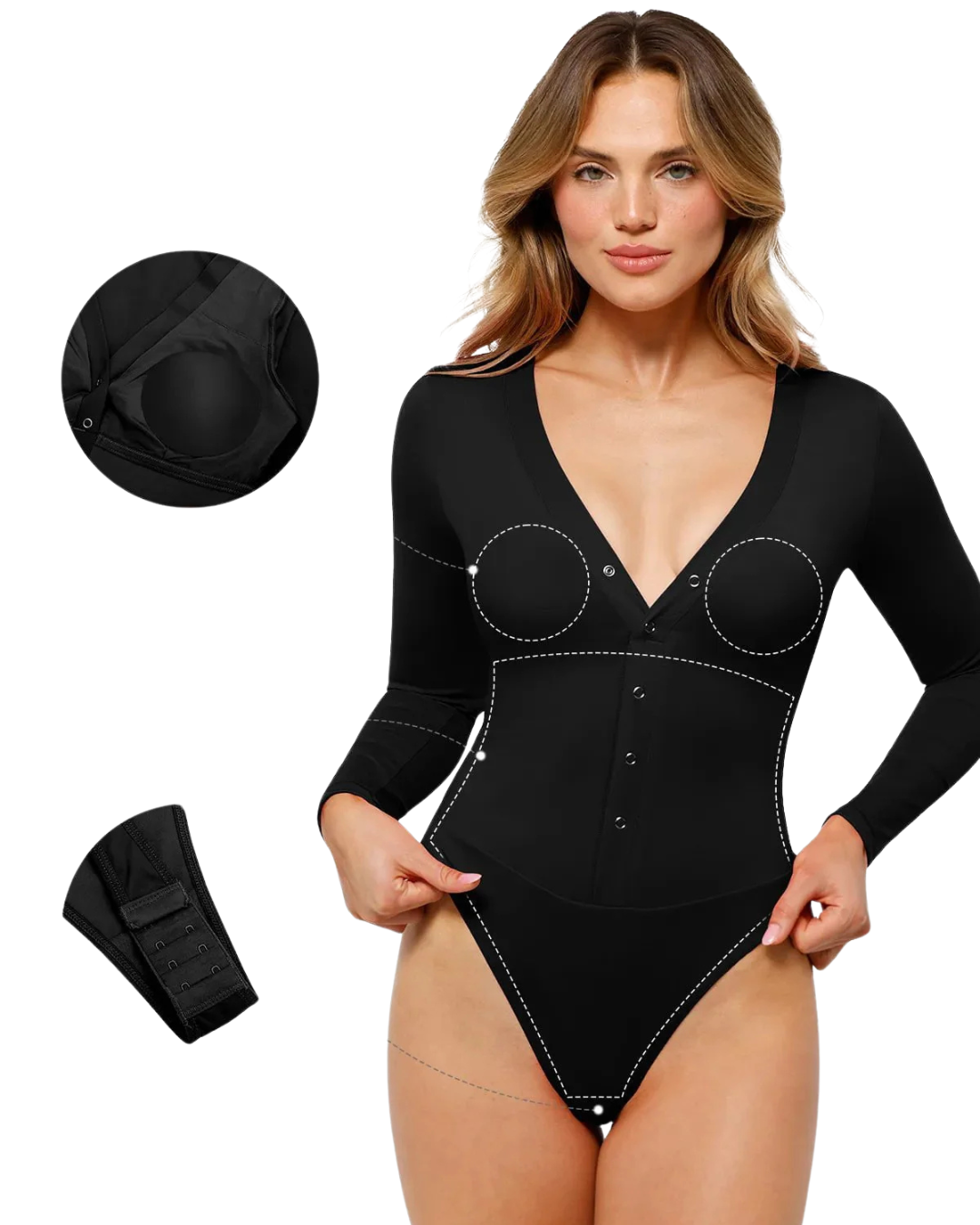 Body Moldador Térmico de Manga Comprida para Controlo da Barriga