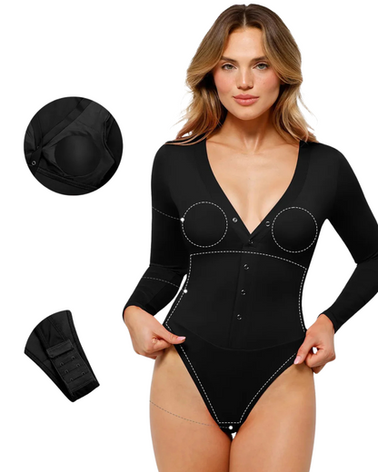 Body Moldador Térmico de Manga Comprida para Controlo da Barriga