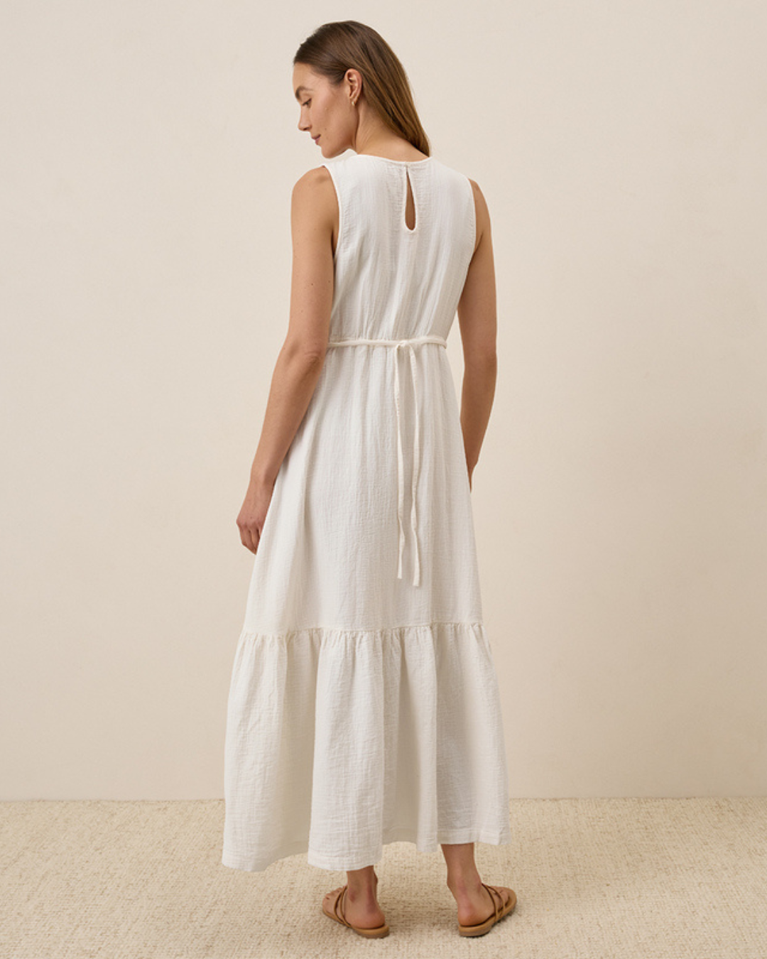 Vestido de linho solto para mulher