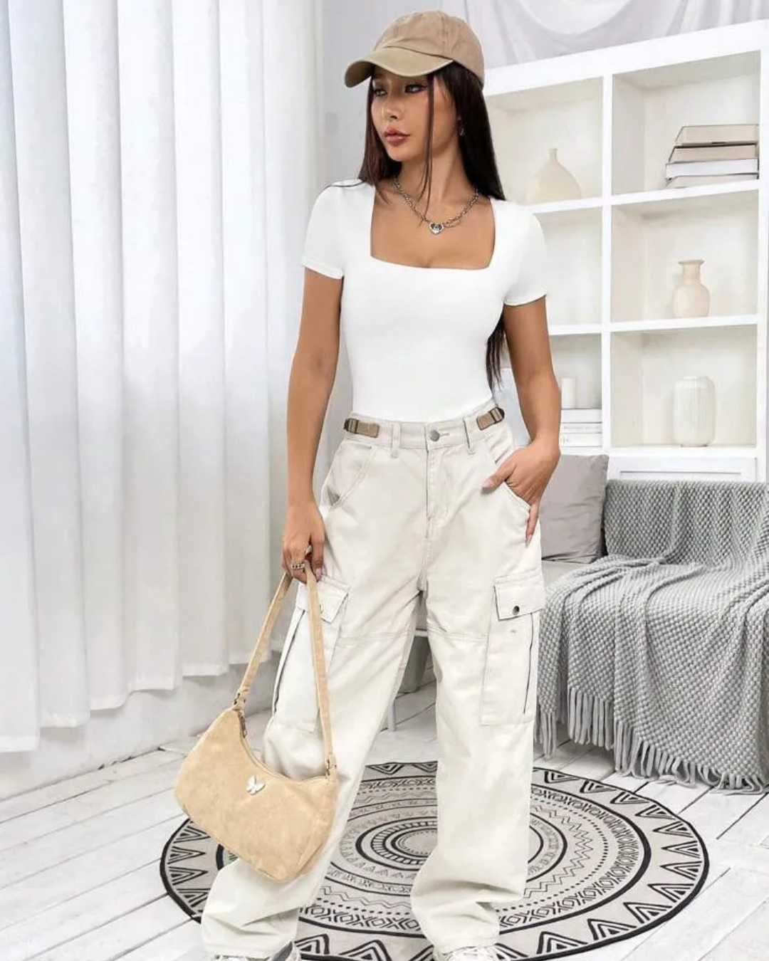 Body casual de manga curta