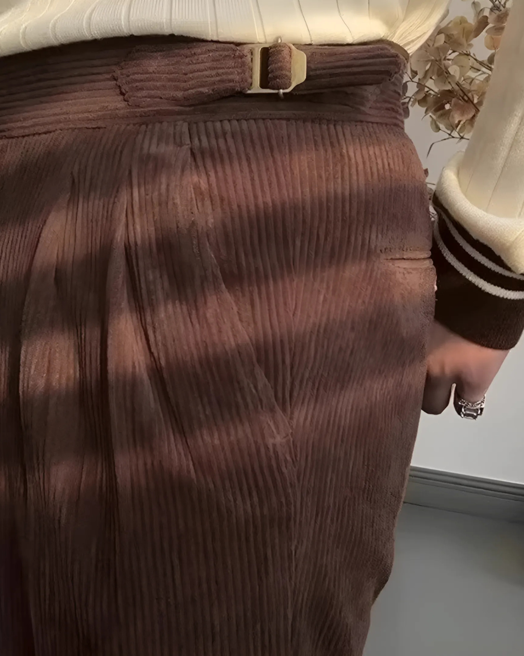 Calças de Bombazina com Cintura Ajustável para Homem