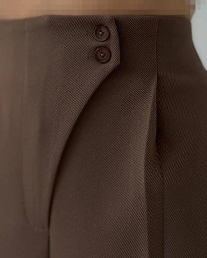 Calças elegantes de cintura alta para mulher