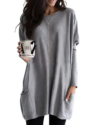 Camisa de Manga Comprida Casual para Mulher com Bolsos