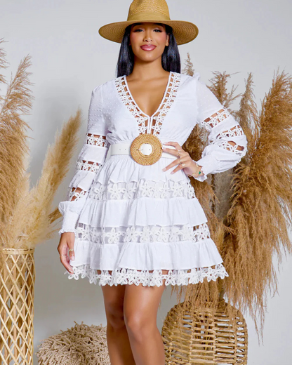 Vestido com bordado floral com um toque artesanal